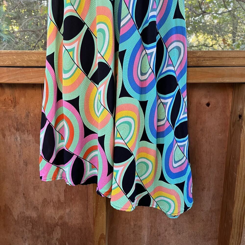 Anthropologie Kenzie Asymmetrical Midi Dress Colorful Geometric Print Size 2 - Picture 7 of 13
